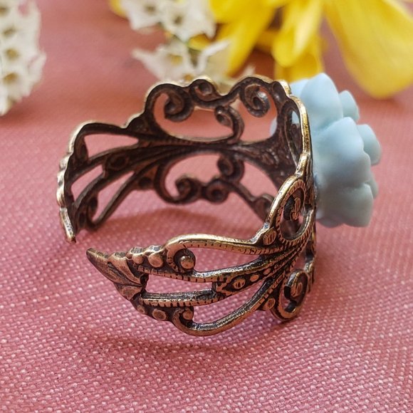 Vintaged Sea Green Lace Ring - Picture 5 of 8